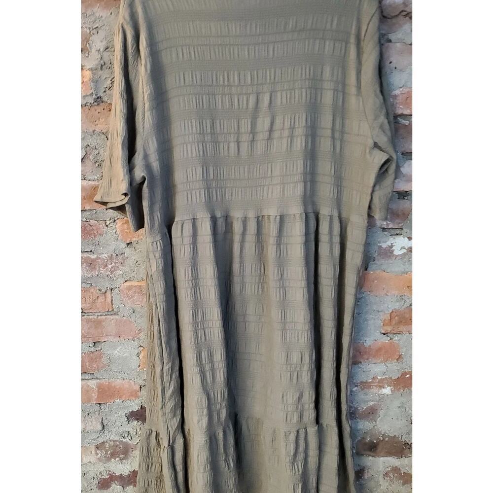 Midi Dress in Olive Green - Relaxed Tiered Style